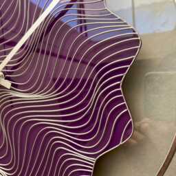 Hand Painted Glass Wall Clock Purple Wave Art, Silent Movement - thumbnail 4