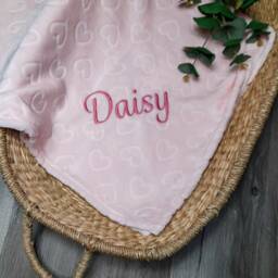 Personalised Baby Swaddle Wrap, Stars Or Hearts, Navy Mint Pink Blue, Soft & Fluffy - thumbnail 2