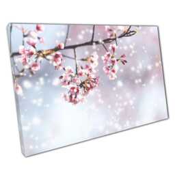Himalayan Cherry Blossom Canvas Wall Art - Pink Winter Floral Print For Home Office Decor - thumbnail 1