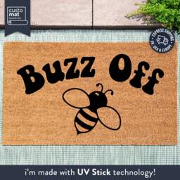 Buzz Off Bee Doormat - New Home Gift Funny Door Mat Rude Quote Rug Housewarming Custom Lover Idea Gifts - thumbnail 1