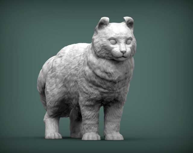 American Curl Cat Standing-3D Printed - For Lovers, Ornament, Memorial, Gift - image 1