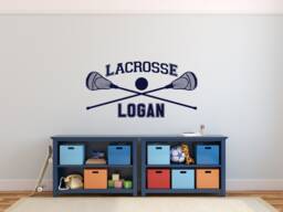 Personalized Lacrosse Name Wall Decal Boys Sports Room Decor P95 - thumbnail 1