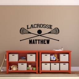 Personalized Lacrosse Name Wall Decal Boys Sports Room Decor P95 - thumbnail 2