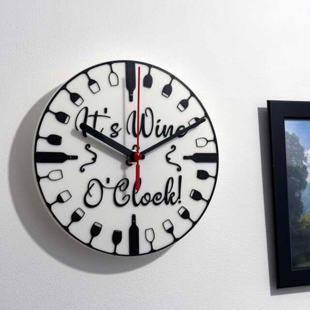 Wine O'clock Sayings Quote Clock Wall Mounted Colourful - image 1