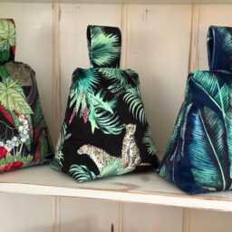 Botanical Velvet Door Stop Handcrafted Jungle Print, Weighted Luxurious Feel - thumbnail 2