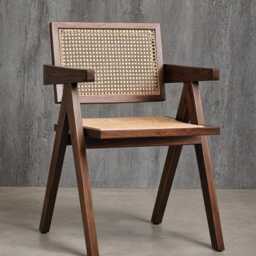 Dining Chair, Wood Rattan Accent For Living Room, Patio, Terrace, Bedroom & Lounge, Mid Century - thumbnail 2