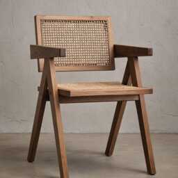 Dining Chair, Wood Rattan Accent For Living Room, Patio, Terrace, Bedroom & Lounge, Mid Century