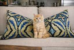 Ikat Velvet Pillow Cover - 16x24 Handwoven Silk Cushion - thumbnail 1