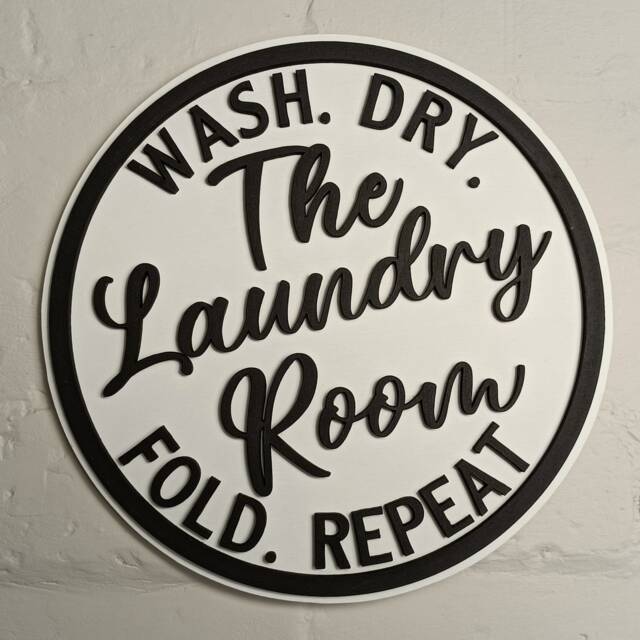 Laundry Room Sign Wash Dry Fold Repeat, Farmhouse Wall Art - image 1