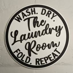 Laundry Room Sign Wash Dry Fold Repeat, Farmhouse Wall Art - thumbnail 1