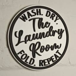 Laundry Room Sign Wash Dry Fold Repeat, Farmhouse Wall Art - thumbnail 2