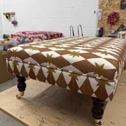 Handcrafted Coffee Table Footstool in Ashleigh Mercia Starfall Rust - thumbnail 3