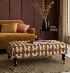 Handcrafted Coffee Table Footstool in Ashleigh Mercia Starfall Rust