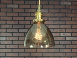 "Industrial Pendant Light -Brass 6"" Smoked Glass Cone Shade With Patented ""Huila"