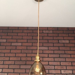 "Industrial Pendant Light -Brass 6"" Smoked Glass Cone Shade With Patented ""Huila" - thumbnail 2