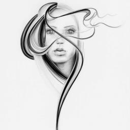 Minimalist Woman's Face Portrait Painting, Black & White Art, 11x14 - thumbnail 4