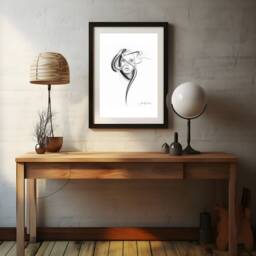 Minimalist Woman's Face Portrait Painting, Black & White Art, 11x14 - thumbnail 2