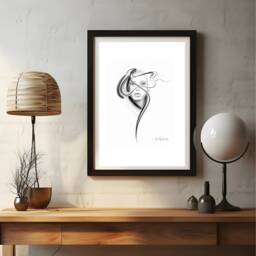 Minimalist Woman's Face Portrait Painting, Black & White Art, 11x14