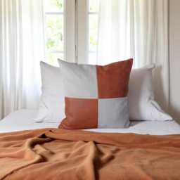 Checker Pillow Vegan Leather Geometric Cushion Cover - thumbnail 3