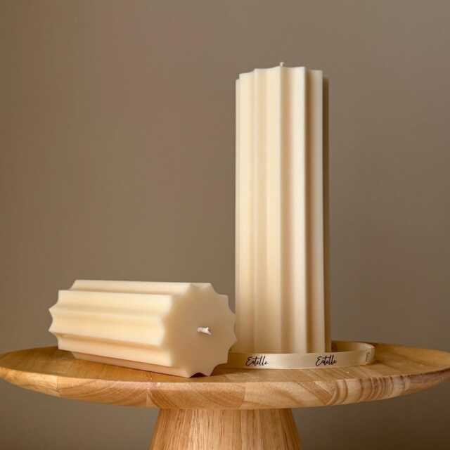 Ribbed Pillar Soy Wax Candle Set Unscented Decorative Candles - image 1