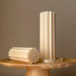 Ribbed Pillar Soy Wax Candle Set Unscented Decorative Candles - thumbnail 1