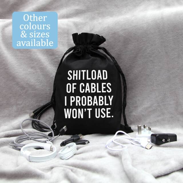 Shitload Of Cables Drawstring Bag, Cable Storage, Gift For Him, Dad, Father's Day Gift, Men's Dad Christmas Him - image 1