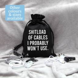 Shitload Of Cables Drawstring Bag, Cable Storage, Gift For Him, Dad, Father's Day Gift, Men's Dad Christmas Him