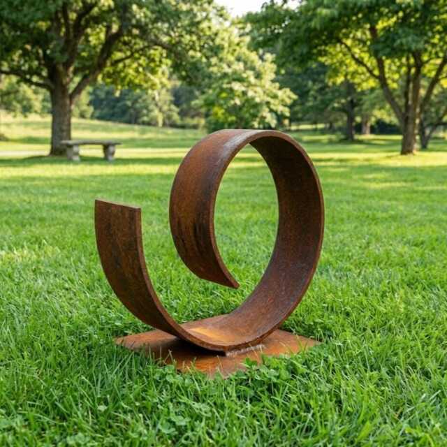Rustic Metal Sculpture Handcrafted Modern Art Curl Garden Decor For Outdoors E300 - image 1