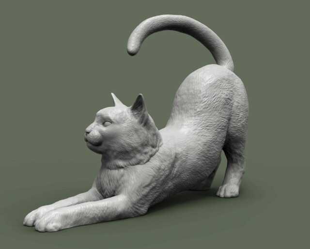 3D Printed Stretching Cat Figurine Halloween Home Decor - image 1