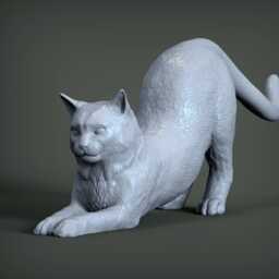 3D Printed Stretching Cat Figurine Halloween Home Decor - thumbnail 3