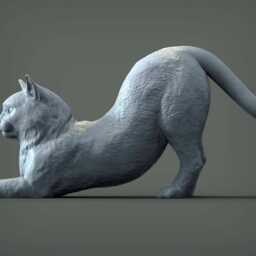 3D Printed Stretching Cat Figurine Halloween Home Decor - thumbnail 2