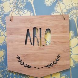 Personalised Name Wooden Wall - Door Hanging-Sprigs-Wall Art-Wooden Sign-Custom Name-Kids Gift-Baby Gift-Lasercut-Flag-Plaque - thumbnail 2