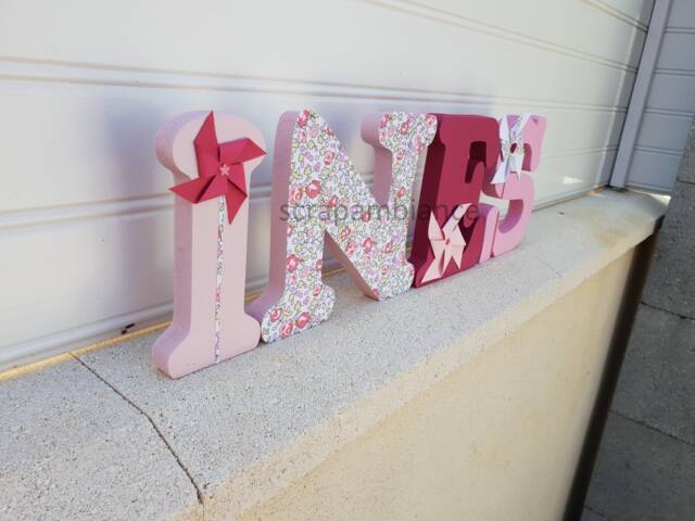 Wooden Letter Or First Name To Put, Baby Room Letter, Decorative Letters With Liberty Theme & Windmill - image 1