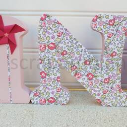 Wooden Letter Or First Name To Put, Baby Room Letter, Decorative Letters With Liberty Theme & Windmill - thumbnail 3