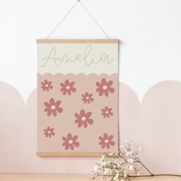 Set Of 2 Personalised Name Flower Prints For Girls Bedroom, Nursery Or Playroom - Prints Only - thumbnail 2