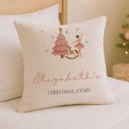 Personalised Ballerina Christmas Story Cushion - First Xmas Keepsake Girl Gifts - thumbnail 2