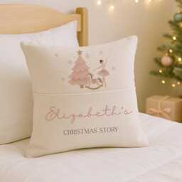 Personalised Ballerina Christmas Story Cushion - First Xmas Keepsake Girl Gifts - thumbnail 1