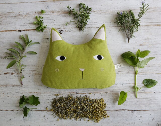 Kitten-Shaped Comfort Pillows With Soothing Herbal Mixtures, Pine Shavings, Pillows, Meditation, Sleeping - image 1