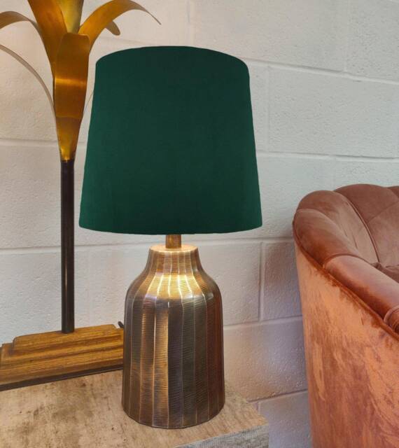 Green French Drum Lampshade in Velvet - Choice Of Lining - image 1