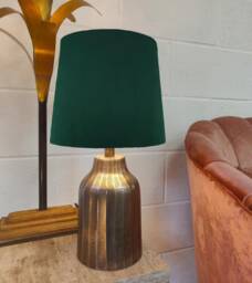 Green French Drum Lampshade in Velvet - Choice Of Lining