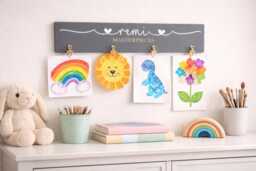 Personalised Wood Art Display Sign - Children's Masterpieces, Playroom Wall Decor - thumbnail 1