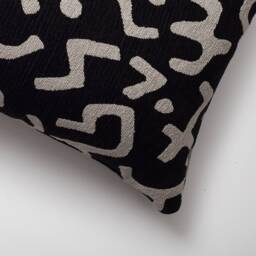 Bogolan Mudcloth Lumbar Pillow Cover Black Tribal Jacquard, Boho Decor - thumbnail 2