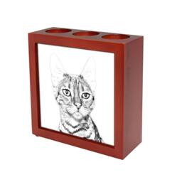 Toyger - Wooden Stand For Candles/Pens With The Image Of A Cat New Collection - thumbnail 1