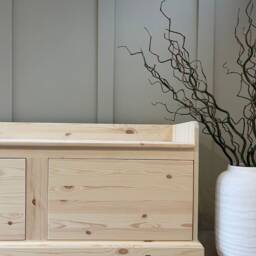 4Ft Wide, Unpainted Hall Storage Bench, Shoe Backless Monks Bench With Drawers - thumbnail 4