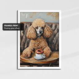 Poodle Coffee Doughnut Cafe Dog Painting Framed Poster Print Or Canvas Wall Decor Art Bedroom Home Interior Gift For Pet Lover - thumbnail 3