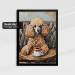 Poodle Coffee Doughnut Cafe Dog Painting Framed Poster Print Or Canvas Wall Decor Art Bedroom Home Interior Gift For Pet Lover - thumbnail 2