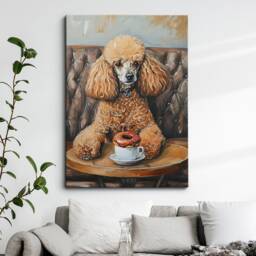 Poodle Coffee Doughnut Cafe Dog Painting Framed Poster Print Or Canvas Wall Decor Art Bedroom Home Interior Gift For Pet Lover - thumbnail 1