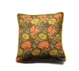 William Morris Chrysanthemum Pillow Cover Pink & Green Cotton, 18x18 - thumbnail 1