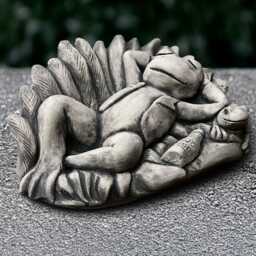 Sleeping Frog Statue Concrete Sculpture Stone Animal Figurine Garden Relaxing Ornament Frog Lover Gift Handmade Yard Art - thumbnail 3