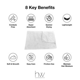 Hairworthy Hairembrace Microfiber Hair Towel. Premium Quality, Absorbent Towel For Curly, Straight & Wavy Styling. Tote Bag Included - thumbnail 3